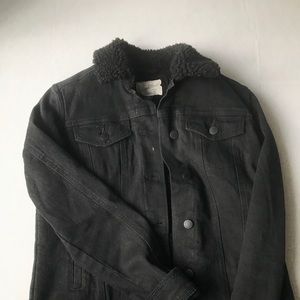 Black fur lined denim jacket